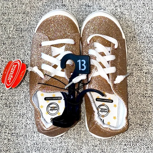wonder nation Shoes Wonder Nation Gold Glitter Tennis Shoes